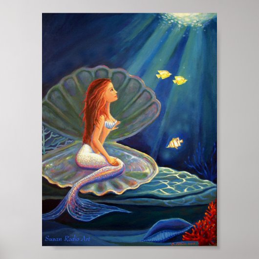 Die Meerjungfrau Print von Clamshell Poster (Vorne)