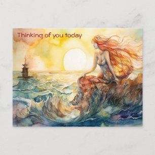 Die Meerjungfrau und der Leuchtturm Postkarte