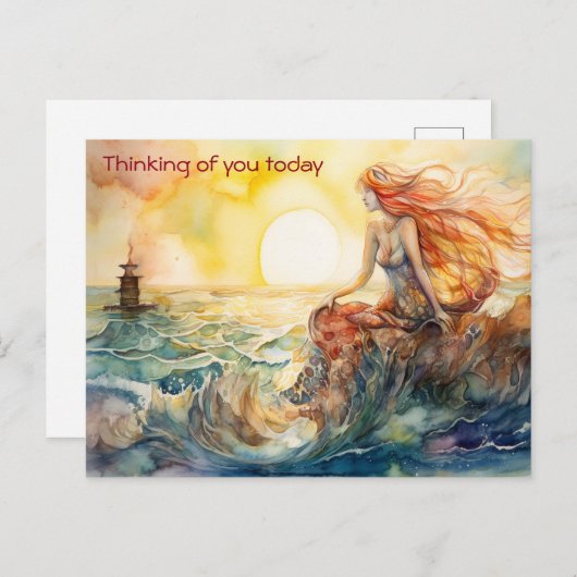 Die Meerjungfrau und der Leuchtturm Postkarte (Vorne/Hinten)