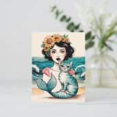 Die Meerjungfrau und die Mercat Postkarte (Stehend Vorderseite)