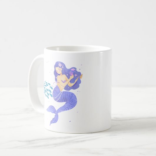 Die Meerjungfrau und ihre Schule Fisch Coffee Tass Kaffeetasse (Vorderseite Links)