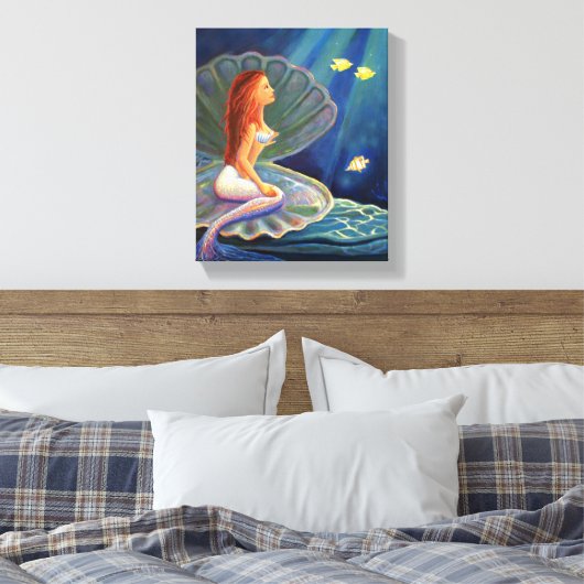 Die Meerjungfrau von Clamshell - überarbeitete Can Leinwanddruck (Insitu (Schlafzimmer))