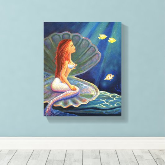 Die Meerjungfrau von Clamshell - überarbeitete Can Leinwanddruck (Insitu (Holzboden))