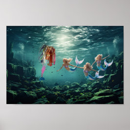 Die Meerjungfrauen amüsieren sich. Poster