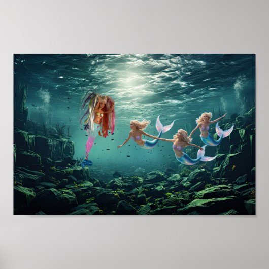 Die Meerjungfrauen amüsieren sich. Poster (Vorne)