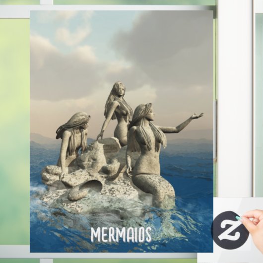 Die Meerjungstatue. Gestalted Fensteraufkleber (Zuhause)