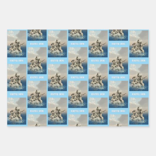 Die Meerjungstatue. Gestalted Geschenkpapier Set (Vorderseite)