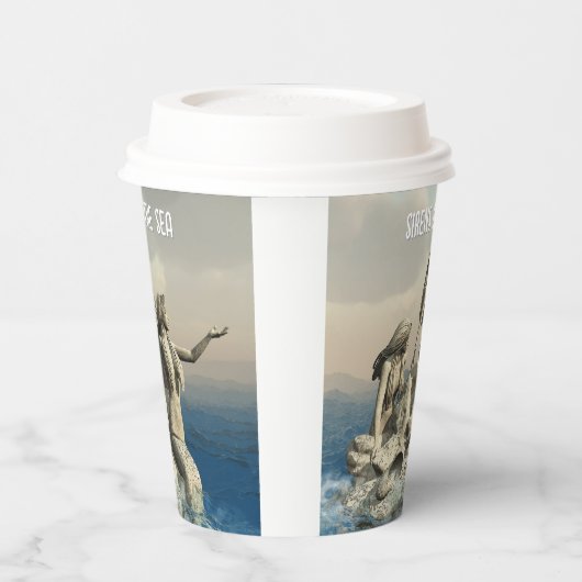 Die Meerjungstatue. Gestalted Pappbecher (Links)