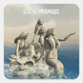 Die Meerjungstatue. Gestalted Quadratischer Aufkleber