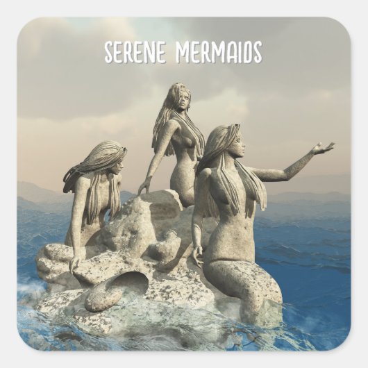 Die Meerjungstatue. Gestalted Quadratischer Aufkleber (Vorderseite)