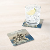 Die Meerjungstatue. Gestalted Rechteckiger Pappuntersetzer (Vor Ort)