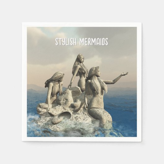 Die Meerjungstatue. Gestalted Serviette (Vorderseite)