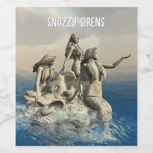 Die Meerjungstatue. Gestalted Weinetikett (Einzelnes Label)