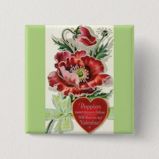 Die meiste schöne Vintage Valentine-Mohnblume Button (Vorderseite)