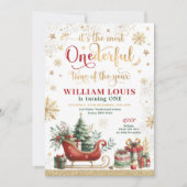 Die meiste Zeit Weihnachten Schlitten 1. Geburtsta Einladung (Vorderseite)