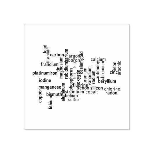 Die meisten gebräuchlichen Elemente Word Cloud Che Gummistempel (Prägung)