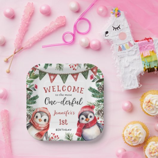 Die meisten ONEderful | Pinguin Christmas 1. Gebur Pappteller (Party)