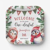 Die meisten ONEderful | Pinguin Christmas 1. Gebur Pappteller (Vorderseite)