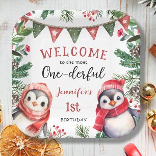 Die meisten ONEderful   Pinguin Christmas 1. Gebur Pappteller