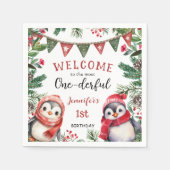 Die meisten ONEderful | Pinguin Christmas 1. Gebur Serviette (Vorderseite)