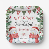 Die meisten ONEderful | Schneemann Weihnachten 1. Pappteller (Vorderseite)