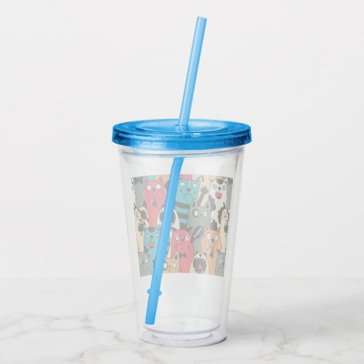 Die Menge an Katzen Acryltrinkbecher (Rückseite)