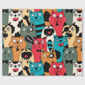 Die Menge an Katzen Geschenkpapier (Flach)