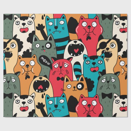Die Menge an Katzen Geschenkpapier (Flach)