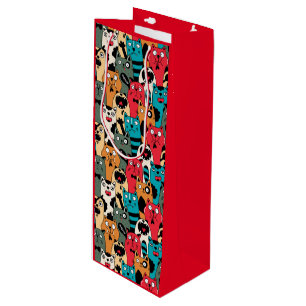 Die Menge an Katzen Geschenktüte Für Weinflaschen