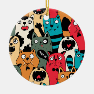 Die Menge an Katzen Keramik Ornament