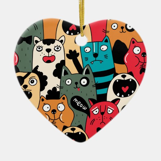 Die Menge an Katzen Keramik Ornament (Vorne)