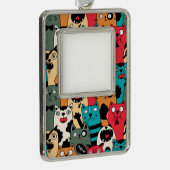 Die Menge an Katzen Rahmen-Ornament Silber (Rechts)