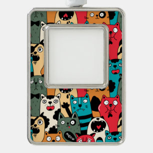 Die Menge an Katzen Rahmen-Ornament Silber