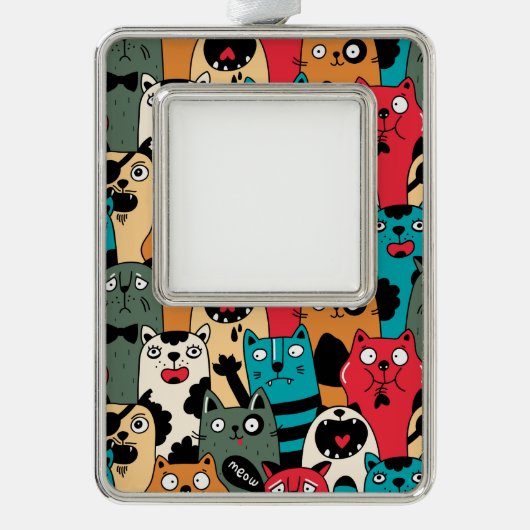 Die Menge an Katzen Rahmen-Ornament Silber (Vorderseite)