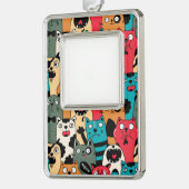 Die Menge an Katzen Rahmen-Ornament Silber (Links)