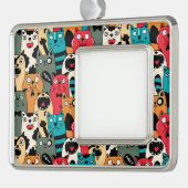 Die Menge an Katzen Rahmen-Ornament Silber (Links)