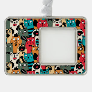 Die Menge an Katzen Rahmen-Ornament Silber