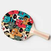 Die Menge an Katzen Tischtennis Schläger (Seitenansicht)