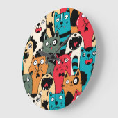 Die Menge der Katzen Große Wanduhr (Winkel)