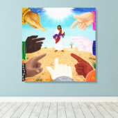 Die Menge lachte (Hände zeigen Jesus) Gemälde Leinwanddruck (Insitu (Holzboden))