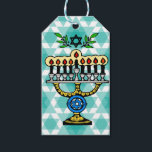 Die Menorah für Hanukkah Geschenkanhänger<br><div class="desc">Ein wunderschönes farbenfrohes Muster der Sterne von David Geschenkmarke für Hanukka mit einer entworfenen Lit Menorah</div>