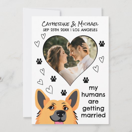 Die Menschen werden mit der Hand des deutschen Hir Save The Date (Vorderseite)