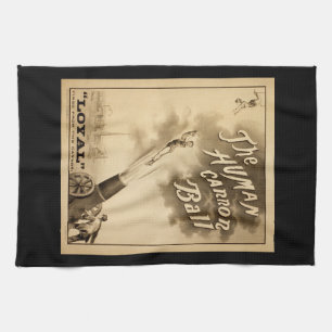 Die menschliche Kanonen-Ball-Vintage Zirkus-Tat Geschirrtuch