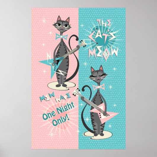 Die Meow / Mew Wave Night der Katze Poster (Vorne)