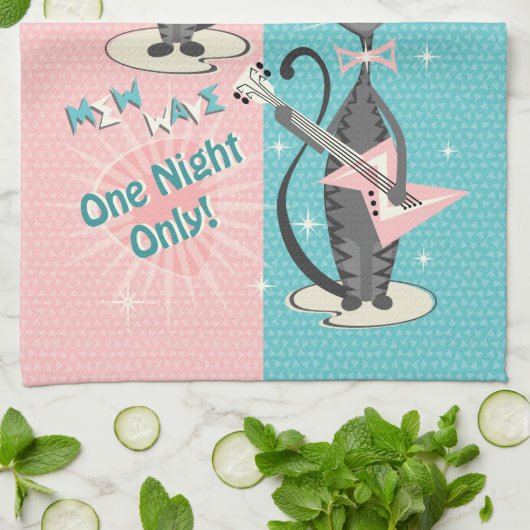 Die Meow / Mew Wave Night der Katze ©️ Studioxtin Geschirrtuch (Gefaltet)