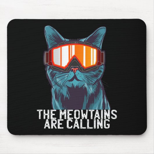 Die Meowtains rufen lustige Ski-Schneebrett-Brille Mousepad (Vorne)