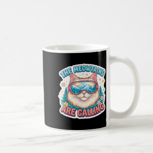 Die Meowtains rufen Snowboard-Ski-Skifahrer Kaffeetasse