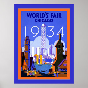 Die Messe-Chicago der Welt ~ Vintage Reise 1934 Poster