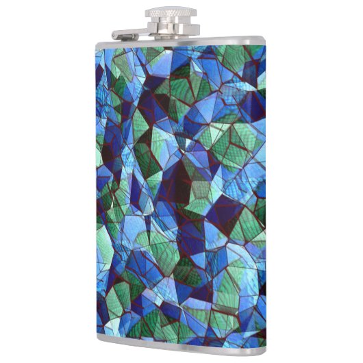 Die Messy aus grün und blau unregelmäßigem Mosaik  Flachmann (Links)