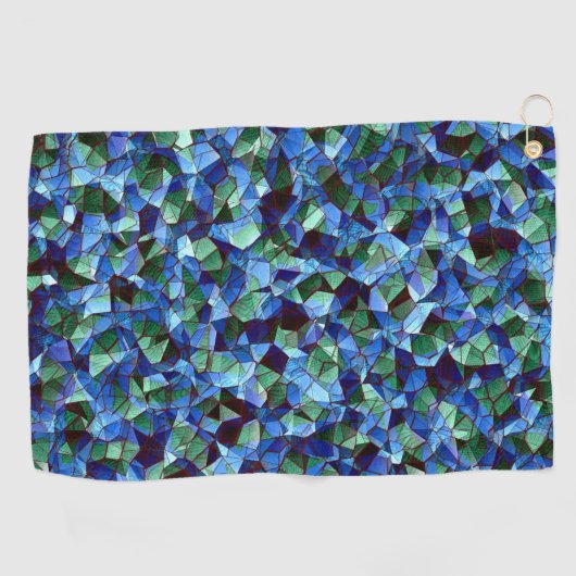 Die Messy aus grün und blau unregelmäßigem Mosaik Golfhandtuch (Horizontal)